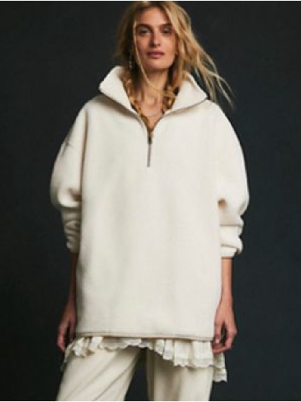 NWT FREE PEOPLE ($140) Coco Faux Sherpa Pullover - Cream